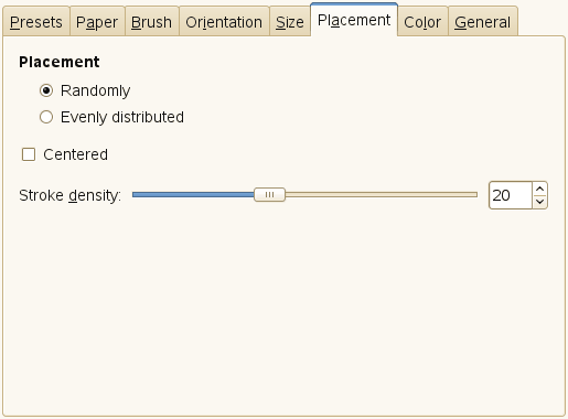 Placement tab options
