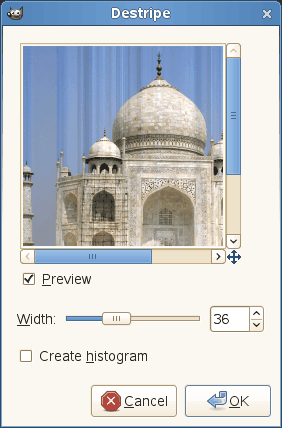 Destripe filter options