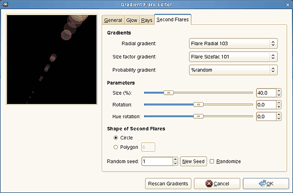 Gradient Flare Editor options (Second Flares)