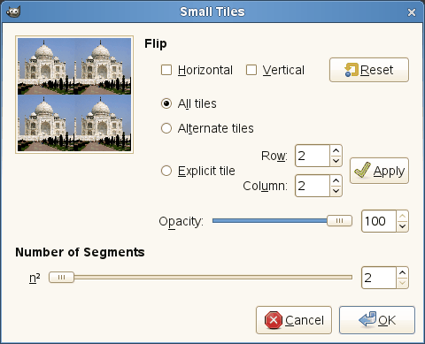 Small Tiles filter options