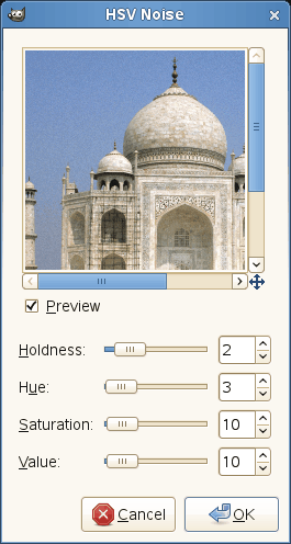 HSV Noise filter options