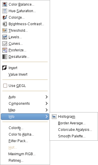 The Info submenu