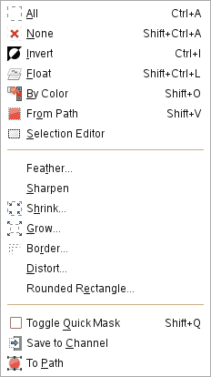 The Contents of the Select menu