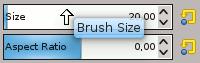 The new sliders of tool options dialogs