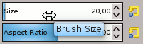 The new sliders of tool options dialogs